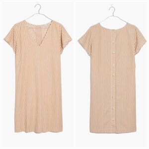 Madewell Tan and White Striped Mini Dress